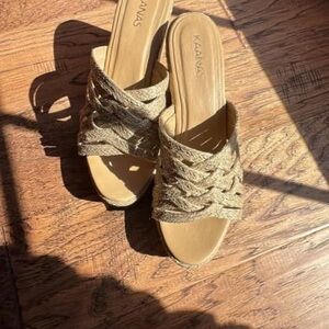 Kaanas Metallic Gold Woven Sandals